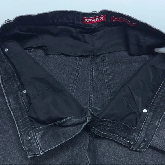 Spanx Wide Leg Jeans Womens Size 1X Regular Heavy Black Stretch Denim 37x28 - Picture 11 of 16